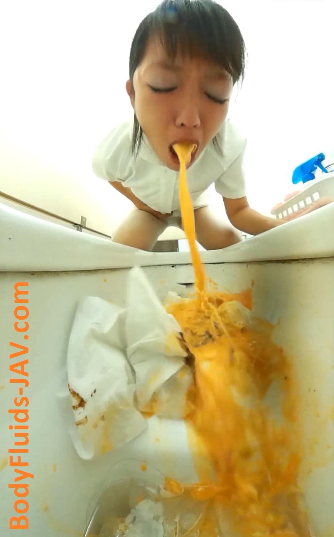 BFJV-11 Girl puke in toilet after food poisoning. (HD 1080p)